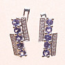 Silver earrings with cut tanzanites and zircons Ag 925 012842 TZ