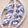 Silver pendant with tanzanites and zircons in the shape of a leaf Ag 925 019981 TZ