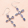 Tanzanite raw earrings cross silver Ag 925 LOT1