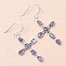 Tanzanite raw earrings cross silver Ag 925 LOT10