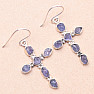 Tanzanite raw earrings cross silver Ag 925 LOT2