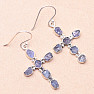 Tanzanite raw earrings cross silver Ag 925 LOT4