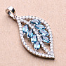 Silver pendant with London topazes and zircons in the shape of a leaf Ag 925 019981 LT