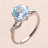 Silver ring with large Blue Sky topaz and zircons Ag 925 015554 BT