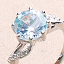 Silver ring with large Blue Sky topaz and zircons Ag 925 015554 BT