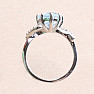 Silver ring with large Blue Sky topaz and zircons Ag 925 015554 BT