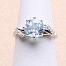 Silver ring with large Blue Sky topaz and zircons Ag 925 015554 BT