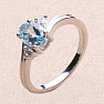 Silver ring with Blue Sky topaz and zircons Ag 925 026295 BT