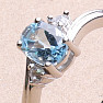 Silver ring with Blue Sky topaz and zircons Ag 925 026295 BT