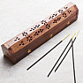 Wood box and stand for incense sticks with stars