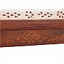 Wood box and stand for incense sticks with lotus symbols