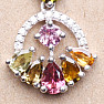 Silver pendant with multicolored tourmalines and zircons silver Ag 925 020118 MT