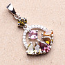 Silver pendant with multicolored tourmalines and zircons silver Ag 925 020118 MT