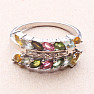 Silver ring with cut multicolored tourmalines and zircons Ag 925 014779 MT