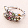 Silver ring with cut multicolored tourmalines and zircons Ag 925 014779 MT