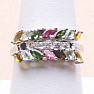 Silver ring with cut multicolored tourmalines and zircons Ag 925 014779 MT