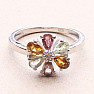 Silver ring Flower with cut multicolored tourmalines and zircon Ag 925 015216 MT