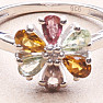 Silver ring Flower with cut multicolored tourmalines and zircon Ag 925 015216 MT