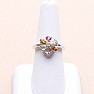 Silver ring Flower with cut multicolored tourmalines and zircon Ag 925 015216 MT