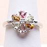 Silver ring Flower with cut multicolored tourmalines and zircon Ag 925 015216 MT