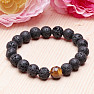 Lava stone bracelet with tiger eye 10 mm