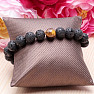 Lava stone bracelet with tiger eye 10 mm