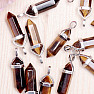 Tiger eye pendant crystal double sided silver color