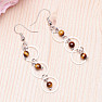 Tiger eye fashion long earrings with rings