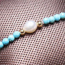 Turquoise bracelet with pearl bracelet cut beads