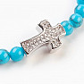 Turquoise bracelet with a zircon cross