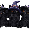 Statuette of three Wise Black Cats