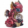 Statuette of a glowing red dragon with a oracle sphere