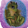 Statuette glowing Green dragon in a geode nest