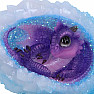 Glowing figurine Purple dragon in a geode nest