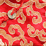 Brocade bag red with zipper and coins for luck 12x12 cm