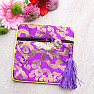 Brocade bag purple with zipper and coins for luck 12x12 cm