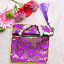 Brocade bag purple with zipper and coins for luck 12x12 cm