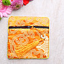 Brocade bag orange with zipper and coins for luck 12x12 cm