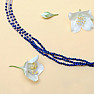 Labradorite and lapis lazuli cut bead necklace