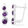 Silver earrings with cut African amethysts and zircons Ag 925 010906 AFAM