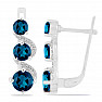 Silver earrings with cut London topazes and zircons Ag 925 010906 LT