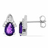 Silver earrings with cut African amethysts and zircons Ag 925 011529 AFAM