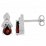 Silver earrings with cut garnets and zircons Ag 925 011529 GT