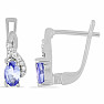 Silver earrings with cut tanzanites and zircons Ag 925 012172 TZ