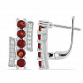 Silver earrings with cut garnets and zircons Ag 925 012842 GT