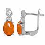 Silver earrings with orange opals and zircons Ag 925 014442 OGOP