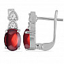 Silver earrings with garnets and zircons Ag 925 014442 GT