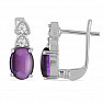 Silver earrings with African amethysts and zircons Ag 925 014442 AFAM