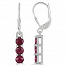 Silver earrings with cut rubies Ag 925 014969 RB