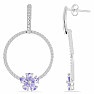 Silver earrings with cut tanzanites and zircons Ag 925 015356 TZ